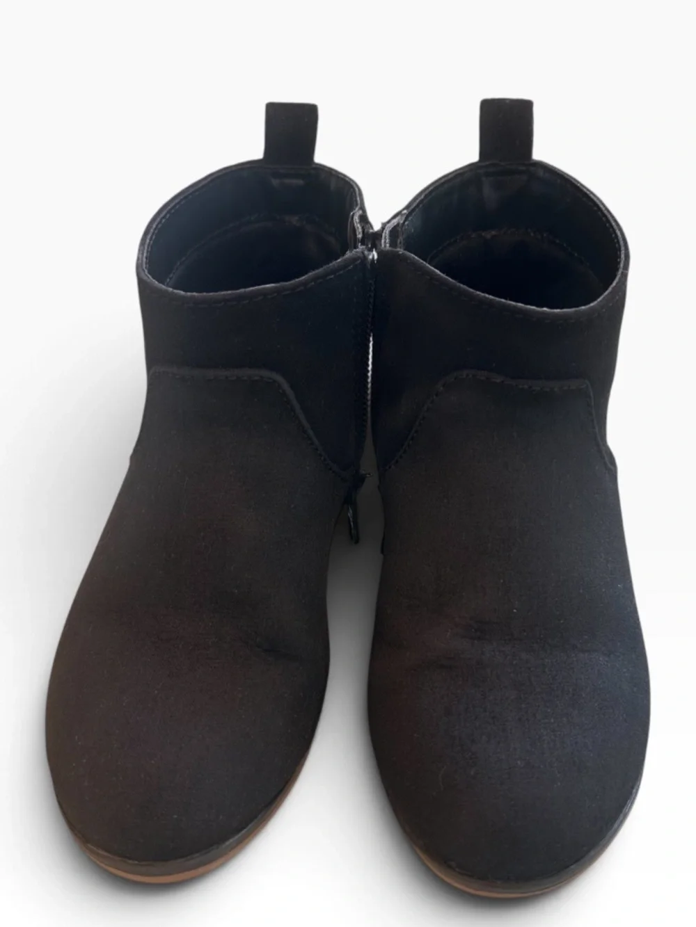 Cat & Jack Girls Black Faux Suede Side Zip Ankle Booties Size 10 Toddler 🥾